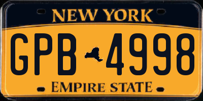 NY license plate GPB4998