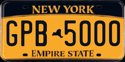 NY license plate GPB5000