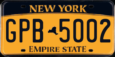 NY license plate GPB5002
