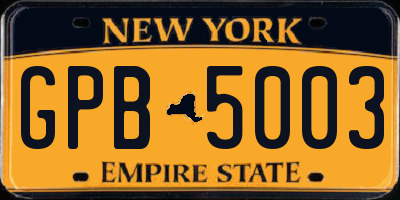 NY license plate GPB5003