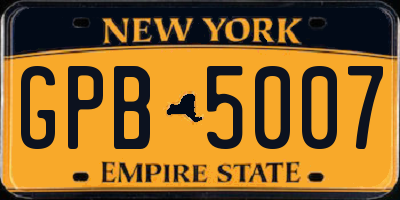 NY license plate GPB5007
