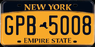 NY license plate GPB5008