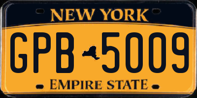 NY license plate GPB5009