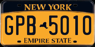 NY license plate GPB5010