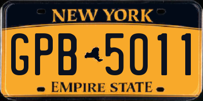 NY license plate GPB5011