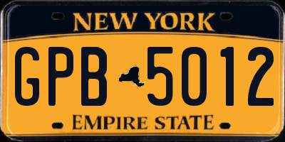 NY license plate GPB5012