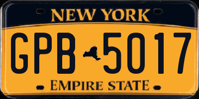 NY license plate GPB5017