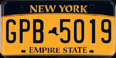 NY license plate GPB5019