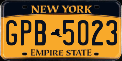 NY license plate GPB5023