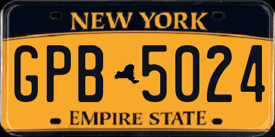 NY license plate GPB5024