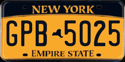 NY license plate GPB5025