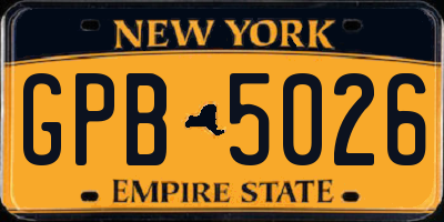 NY license plate GPB5026