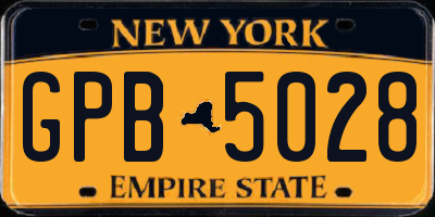 NY license plate GPB5028