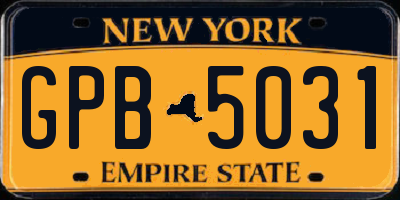 NY license plate GPB5031