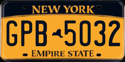 NY license plate GPB5032