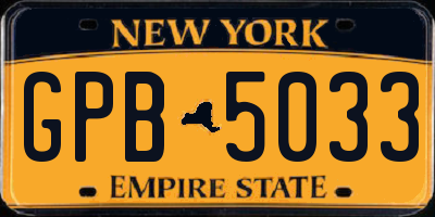 NY license plate GPB5033