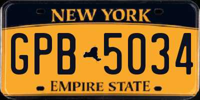 NY license plate GPB5034