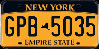 NY license plate GPB5035