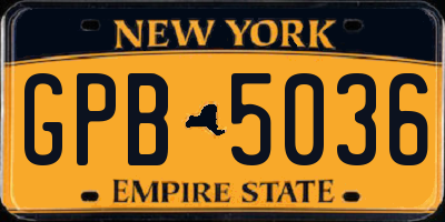NY license plate GPB5036