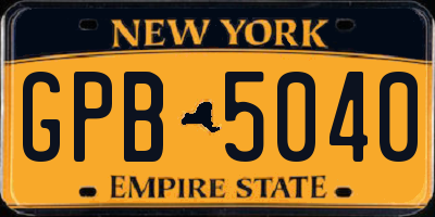 NY license plate GPB5040