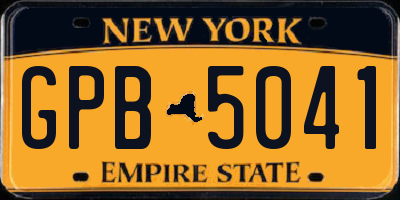 NY license plate GPB5041