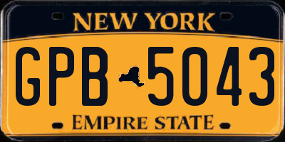 NY license plate GPB5043
