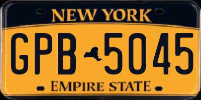 NY license plate GPB5045