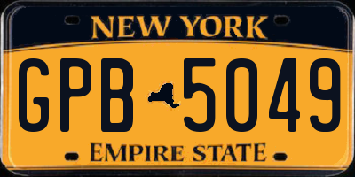 NY license plate GPB5049