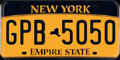 NY license plate GPB5050