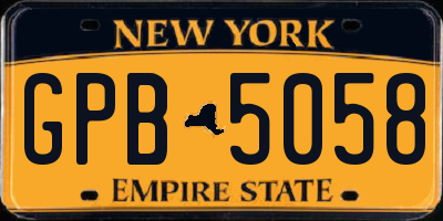 NY license plate GPB5058
