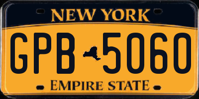 NY license plate GPB5060