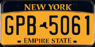 NY license plate GPB5061