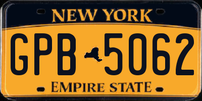 NY license plate GPB5062