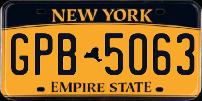 NY license plate GPB5063
