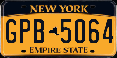 NY license plate GPB5064