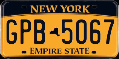 NY license plate GPB5067