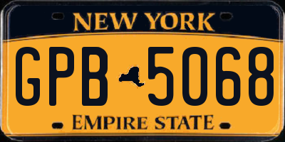 NY license plate GPB5068
