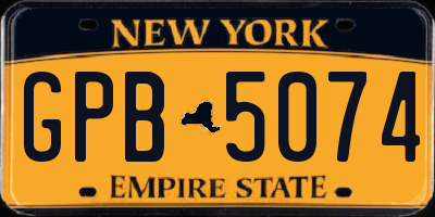 NY license plate GPB5074