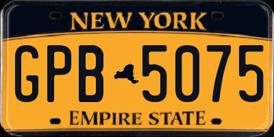 NY license plate GPB5075
