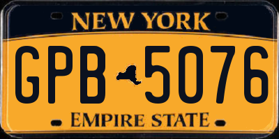 NY license plate GPB5076