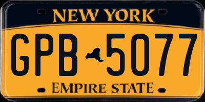 NY license plate GPB5077