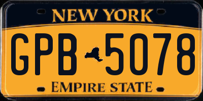NY license plate GPB5078