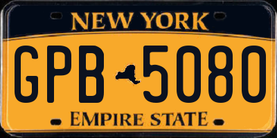 NY license plate GPB5080