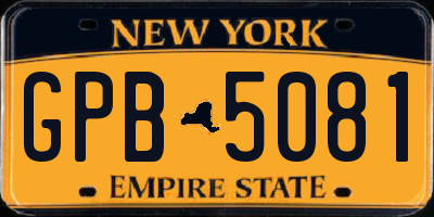 NY license plate GPB5081