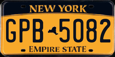 NY license plate GPB5082