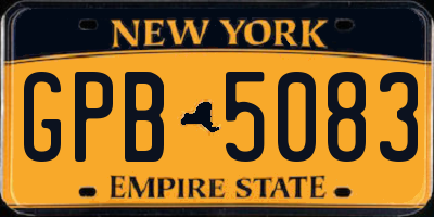 NY license plate GPB5083
