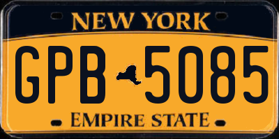 NY license plate GPB5085