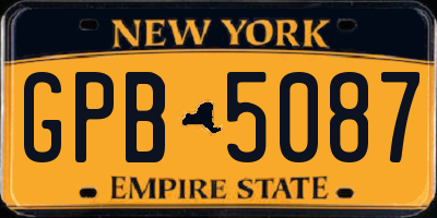 NY license plate GPB5087