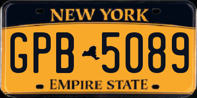 NY license plate GPB5089