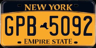 NY license plate GPB5092
